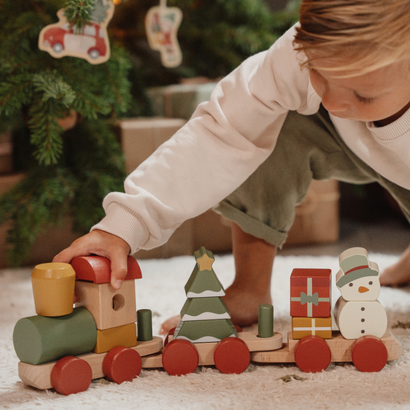 Spielzeug, Holzspielzeug, Holzbahn, Holzlokomotive, Weihnachtsdeko
