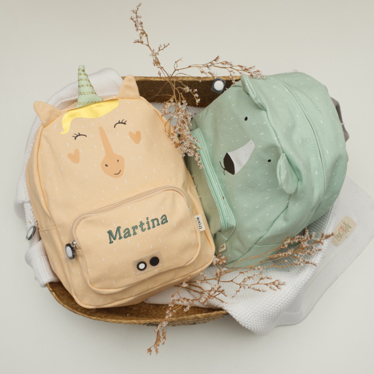 Rucksack, Kinder Rucksack, Backpack, Cartoon Gesichter, Personalisierter Name Martina