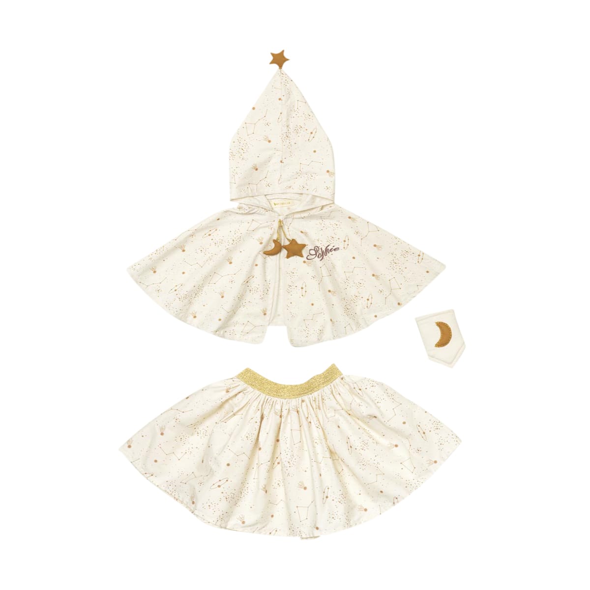 cape, hooded, skirt, kosmisch, sterne