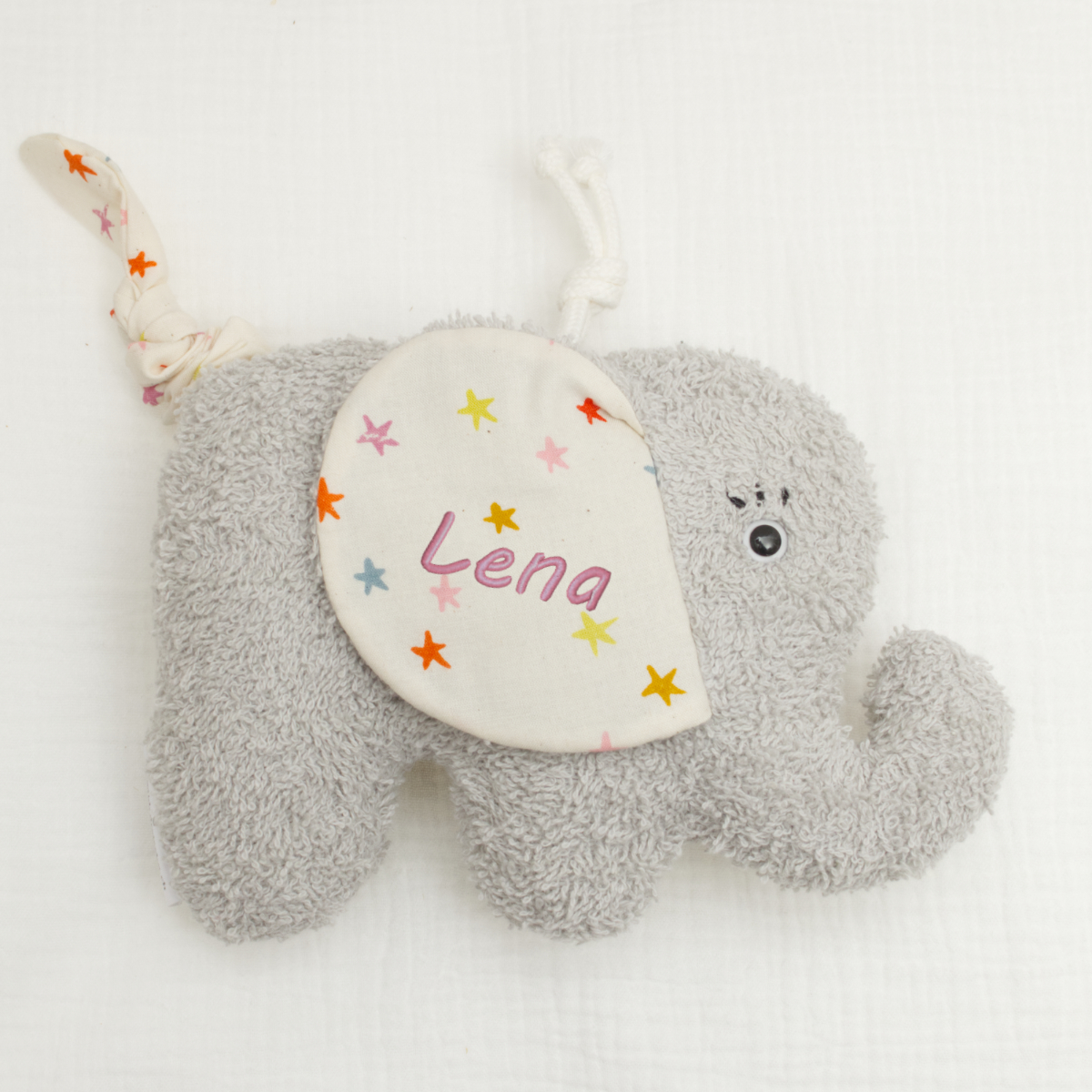 elefant, kuscheltier, grau, tasche, personalisierter-name