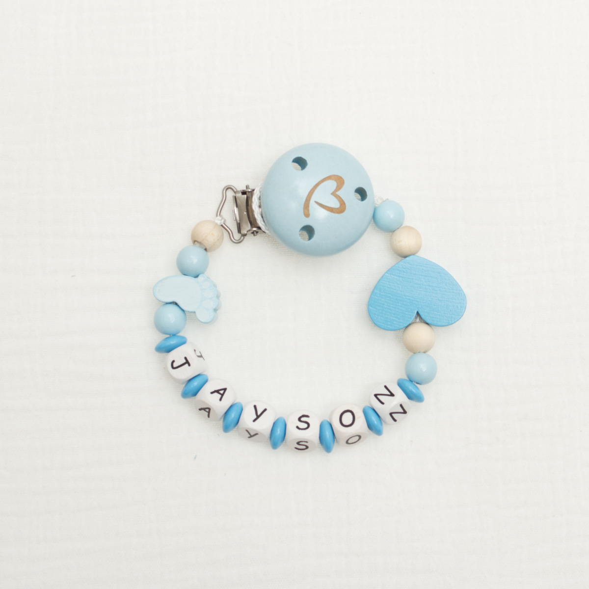 baby, Armband, Perlen, Holz, Blau