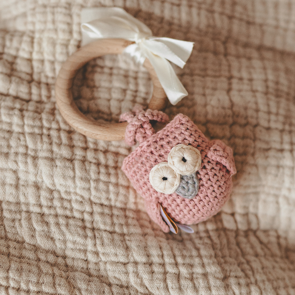 crochet, pink, ring, keychain, animal