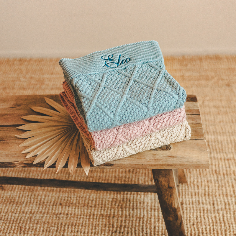 Kuscheltuch, Strickdecke, Wäsche, Textilien, Pastell