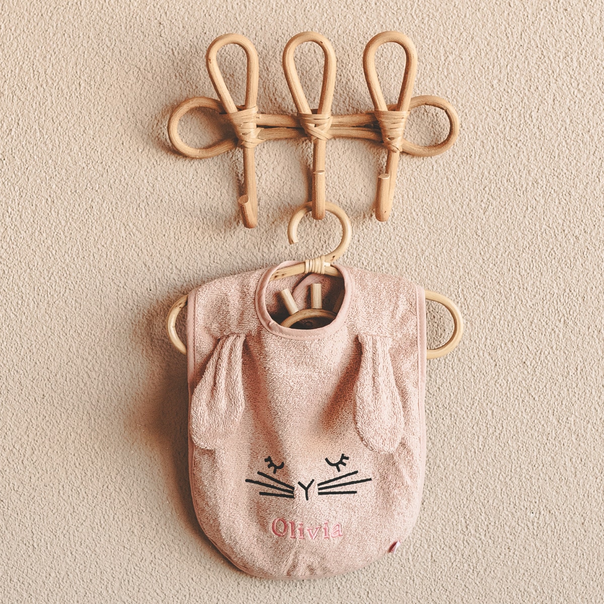Kinderhaken, Wandaufhänger, Rattanstick, Kleidungshaken, Baby/Babykleidung