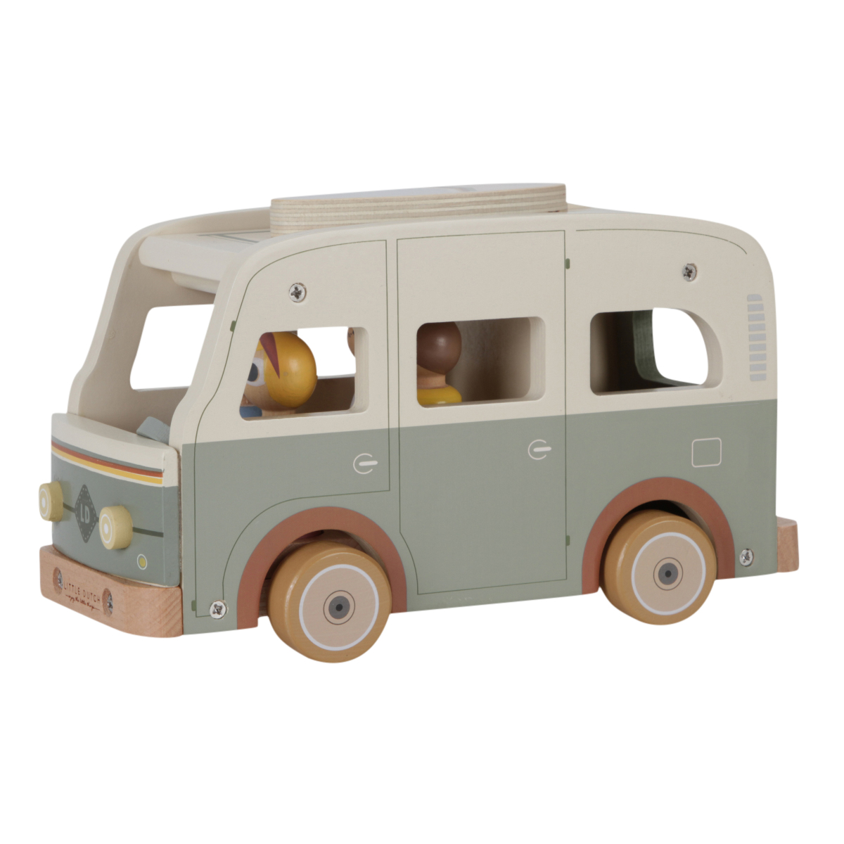 Holzbus, Kinderbus, Spielzeug, Minibus, Matte grün-beige