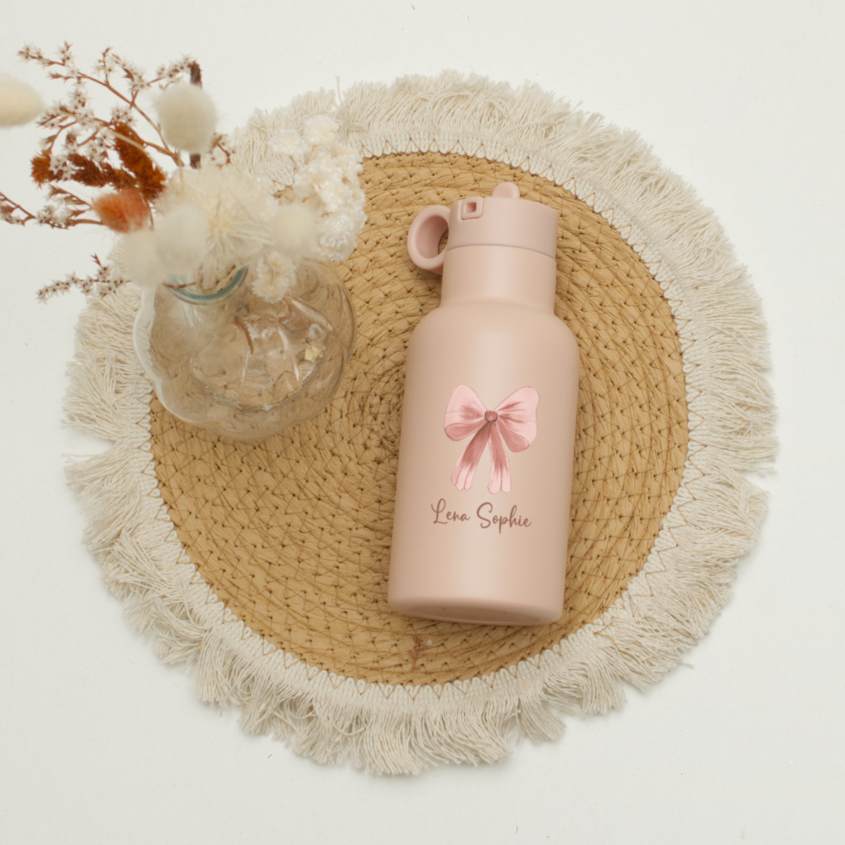 wasserflasche, rosa, rosabow, personalisierte, trinkflasche