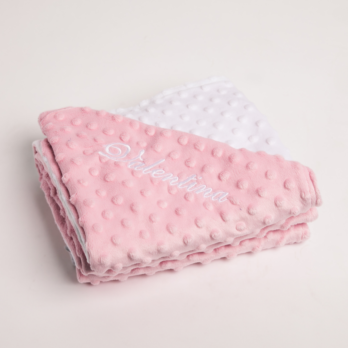 Babytuch, Minky-Decke, rosa, gemustert, Spitze?