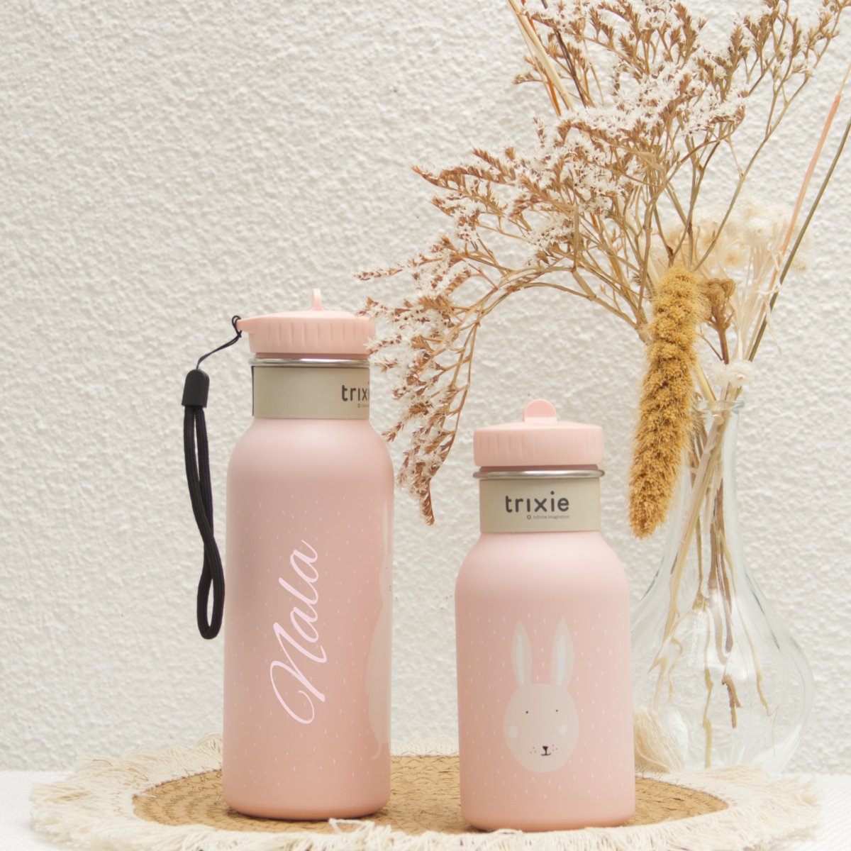 Wasserflasche, Trinkflasche, Rosa, Muster, Hase