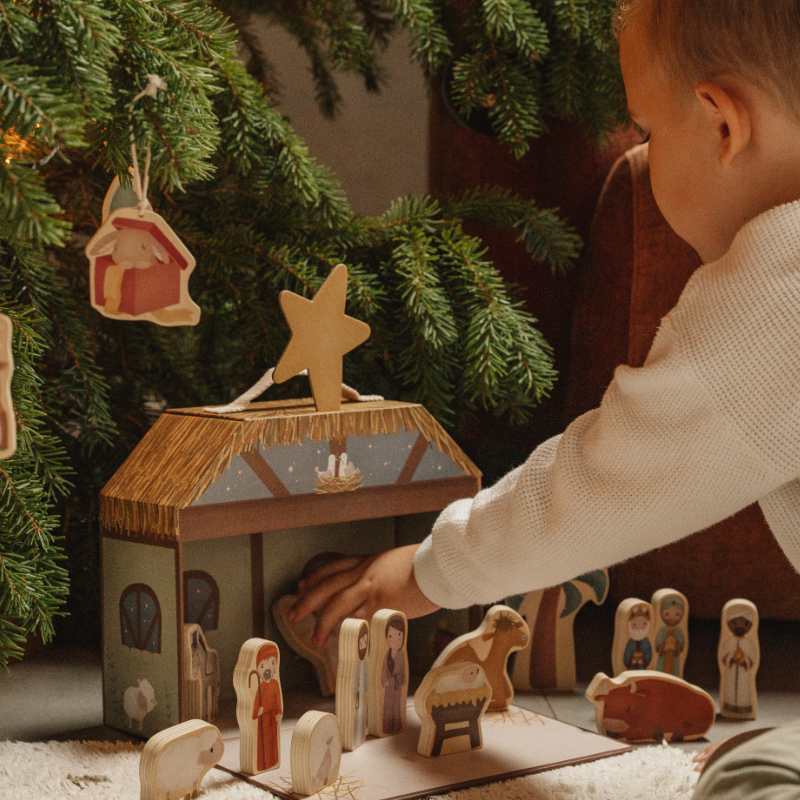 Weihnachtsdorf, Holzfiguren, Kinderfigur, Nativity, Dekoration