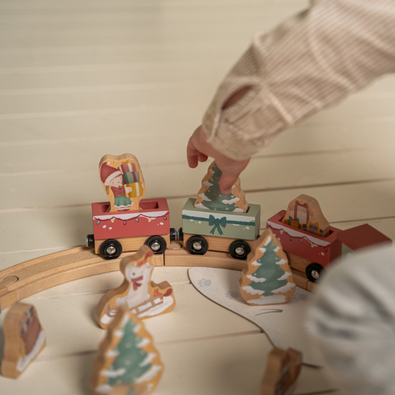 Holzspielzeug, Kofferbahn, Schienenbahn, Miniaturen, Weihnachtsdeko