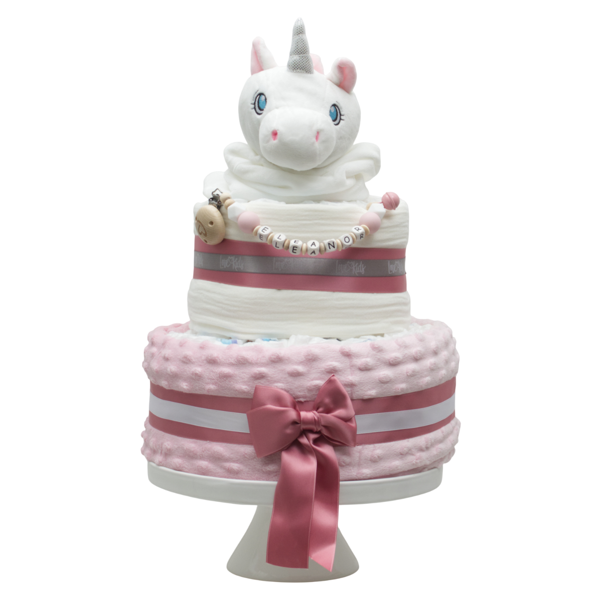 unicorn-Kuchen, Fondant, rosa Band, Stufenkuchen, Dekorationen-Topper