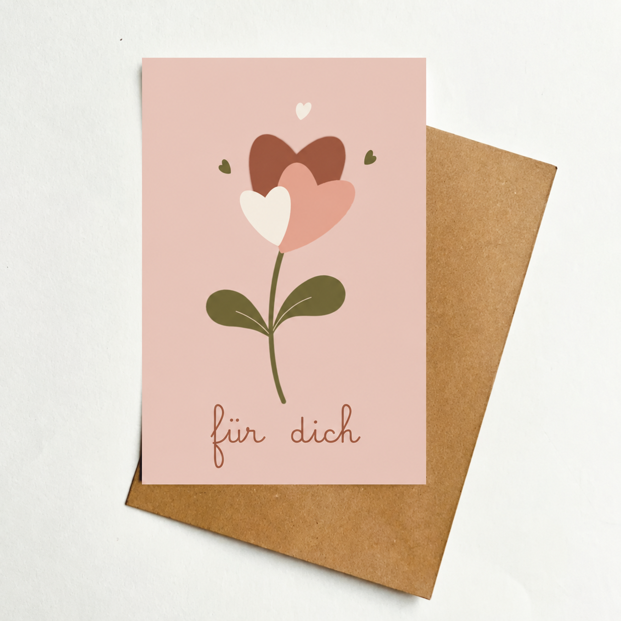herzblume, blumenkarte, pink, karte, für dich