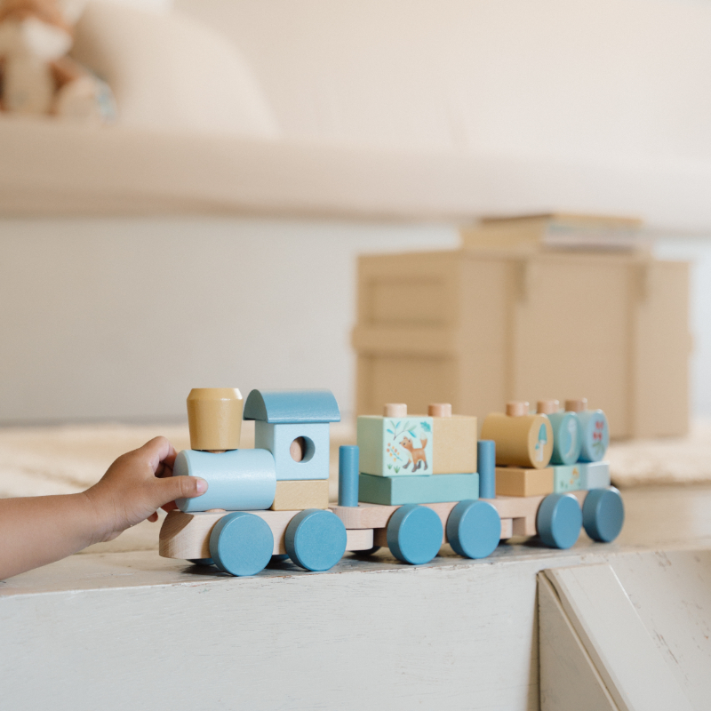 Holzspielzeug, Bausteinzug, Sorten Holz, Zugmaschine, Kinder Spielzeug