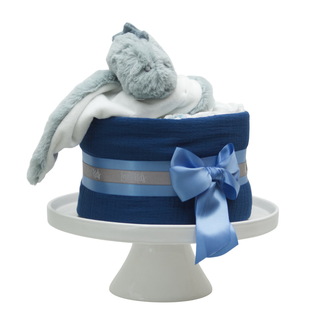 Kinderkuchen, Blau, Kuchenbox, Stofftier, Band
