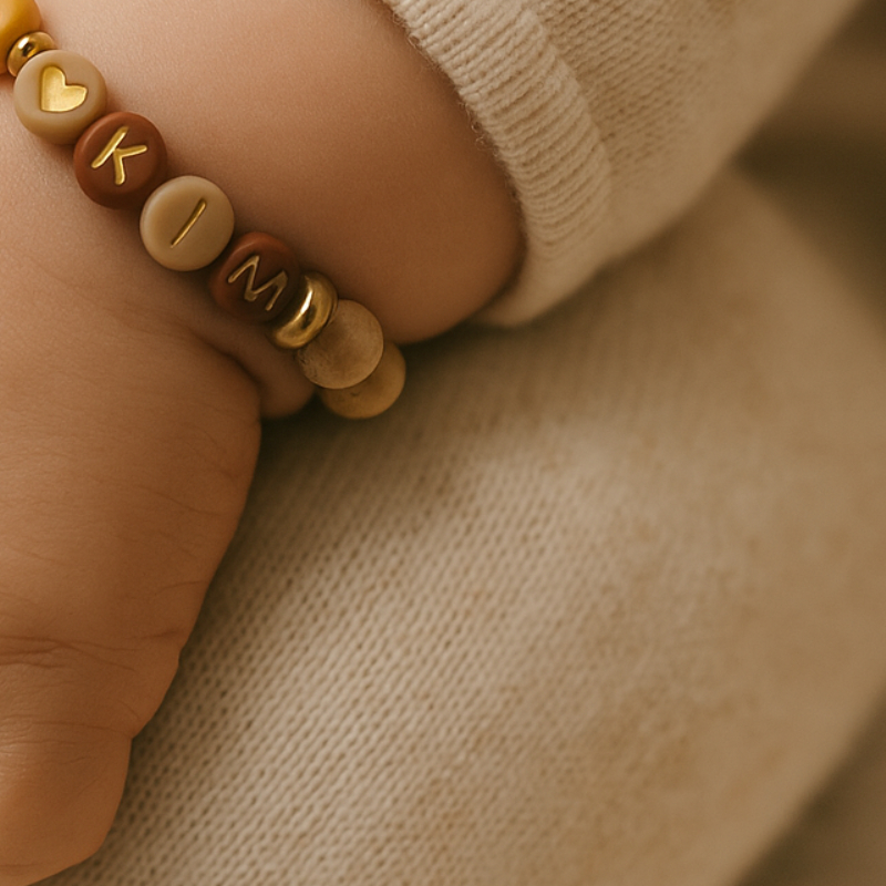 Baby, Armband, Perlen, Gold, Gewebe