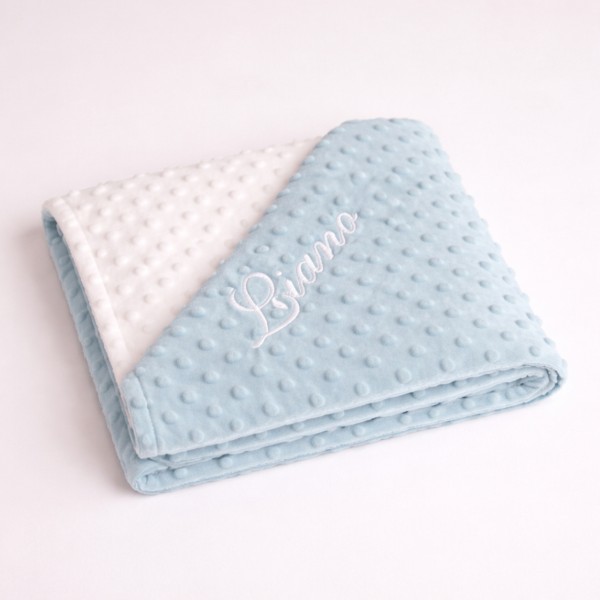 Babydecke, Zweifarbig Blau, Minky