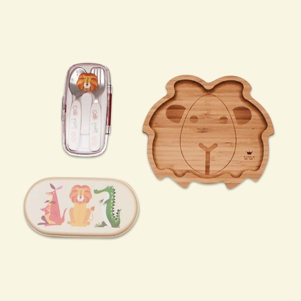 Geschirr-Set mit Bento Box, Löwe, 1