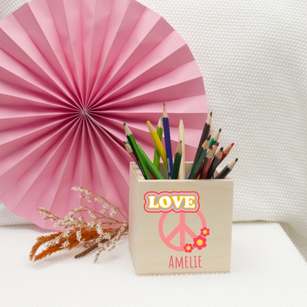 Porte-stylo en bois Peace