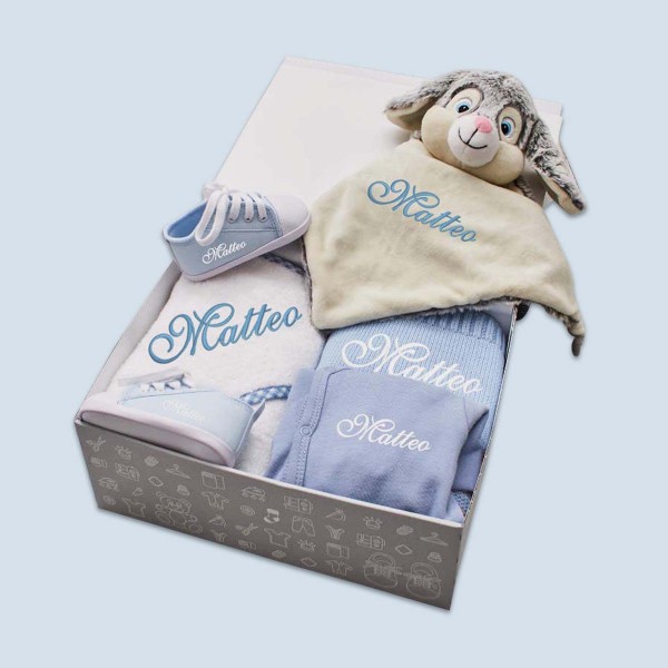Komplettes Baby-Set «Luxus», Kaninchen, Blau, 2