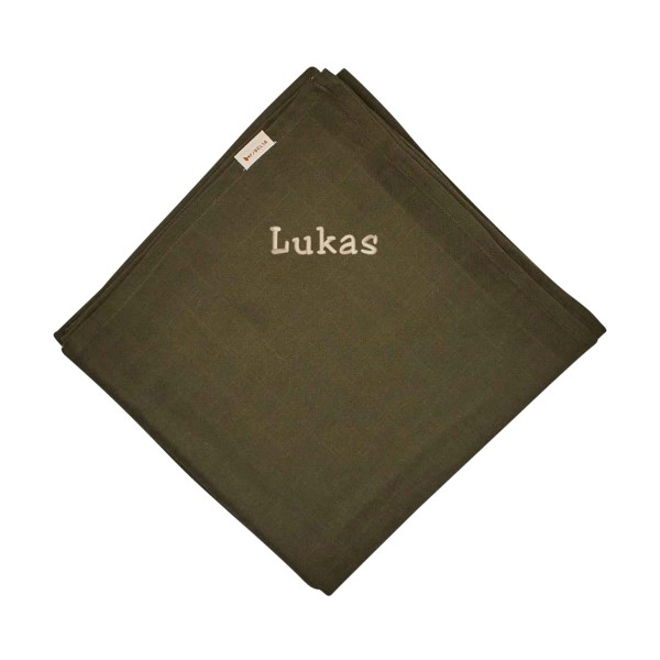 Grand Lange  Couverture mousseline, olive verte
