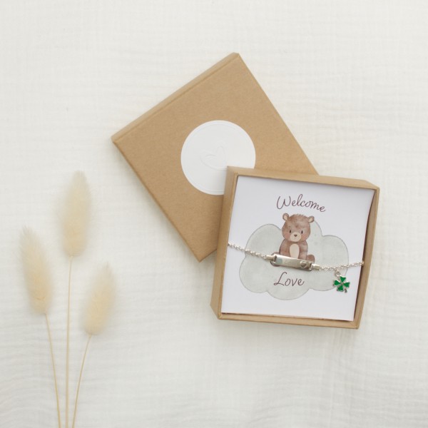 Kinder Armband mit Kleeblatt zur Geburt