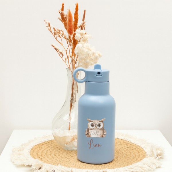 Kinder Trinkflasche Eule 350 ml, Blue