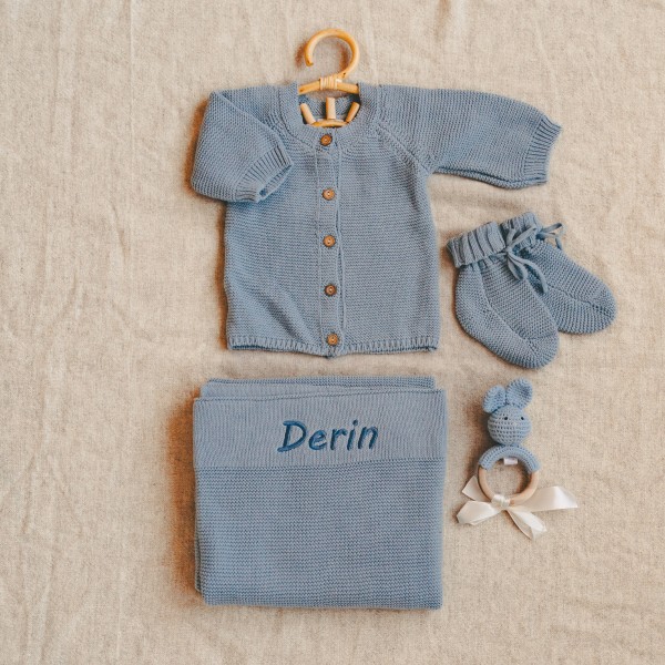Knitted Baby Gift Set Deluxe, Blue