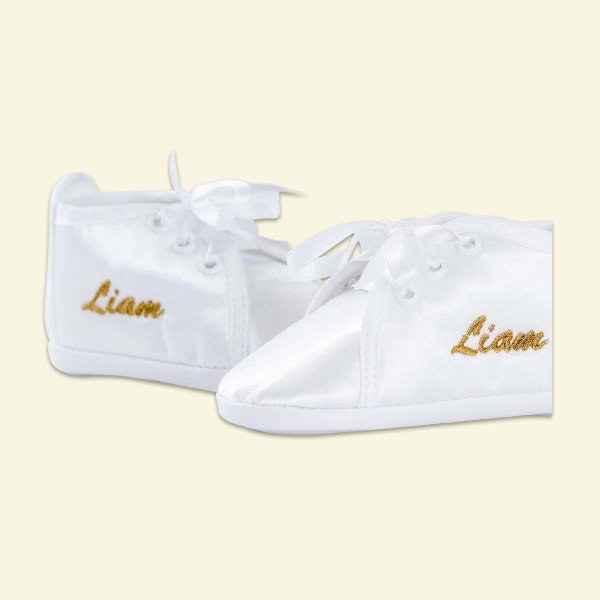 Satin Schnürschuhe, Weiss mit Icon, 1