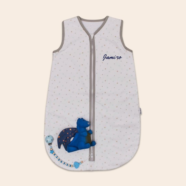 Baby Schlaf-Set mit Schlafsack und Nuggikette, Drache, Blau, 1