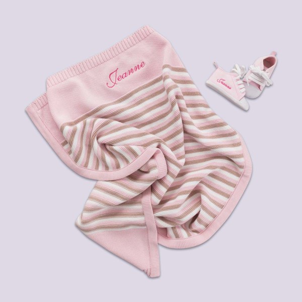 Strickdecke und Schuhe, Rosa, 1