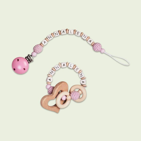 Dummy chain and gripper with crochet bead, pink