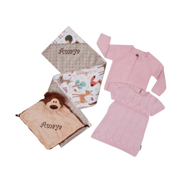 Set cadeau bébé fille, ourson rose