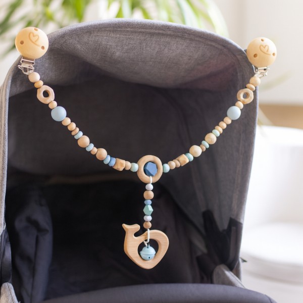 Pram chain, Whale & Bell, blue