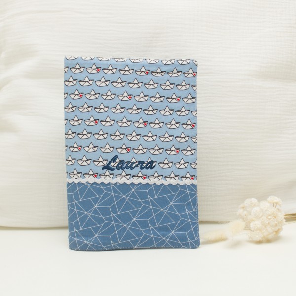 Protège carnet de santé, bateau origami