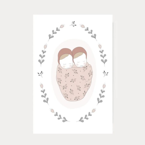 Greeting card for the birth, ‘Welcome twins’