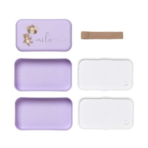 Boîte à lunch enfants Lilas, ourson