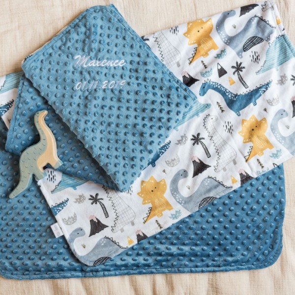 Minky blanket &amp; baby shoes, Dinosaurs