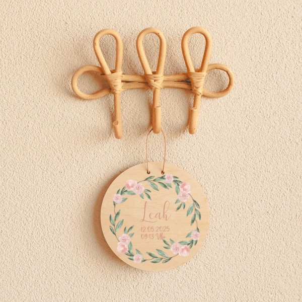 Badge de naissance avec fleurs