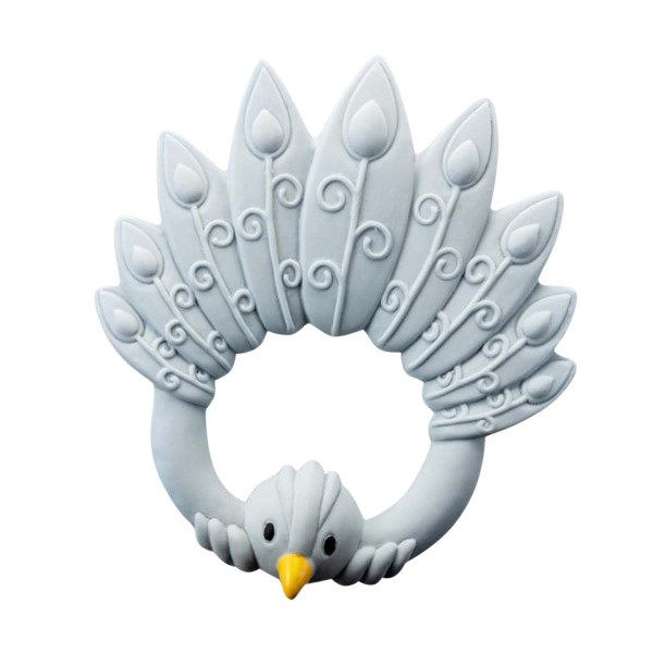 Biting toy peacock, grey