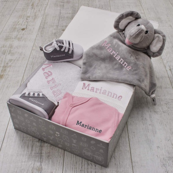 Komplettes Baby-Set «Luxus», Elefant, Grau & Rosa, 2
