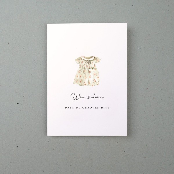 Carte de voeux, Quelle joie de te voir naître, robe
