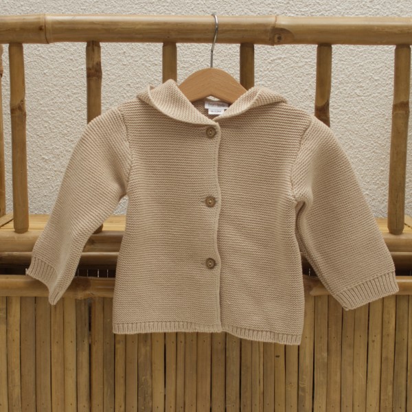 Baby cardigan with hood, beige