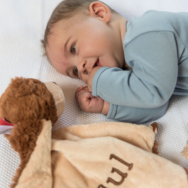 Geschenk zur Geburt Schmusetuch Bär &amp; Babyschuhe