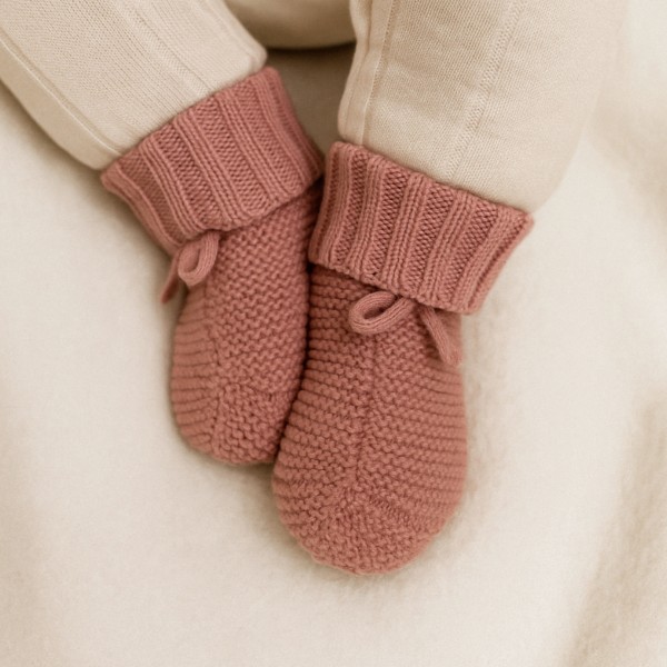 Chausson tricoté pour bébé, rose blush
