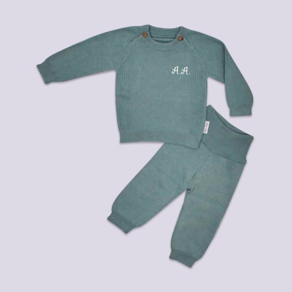 "Baby-Strickset ""Basics"", Strickpullover & Hose, Mint, 1"