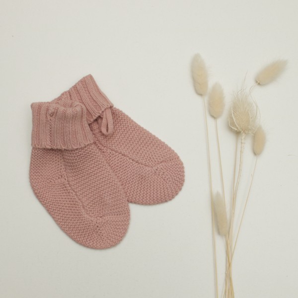 Baby knitted booties, Blush Pink