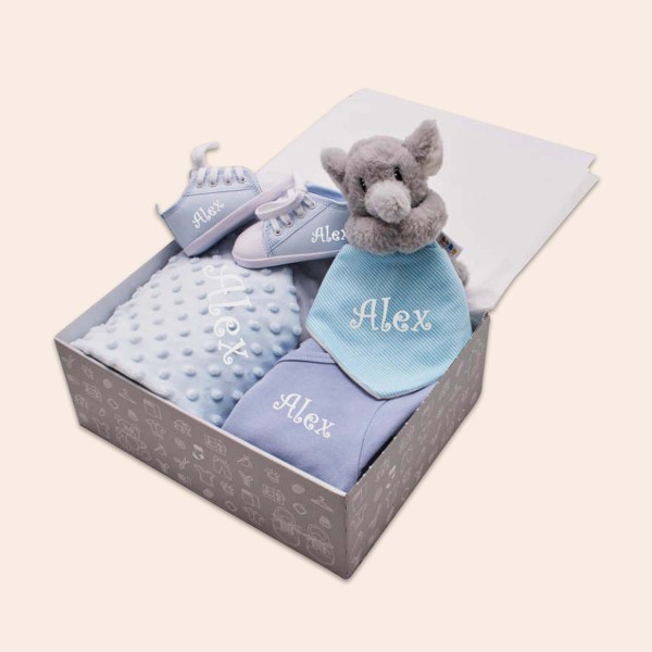 Strampler, Decke &amp; Schuhe mit Elefant, Blau
