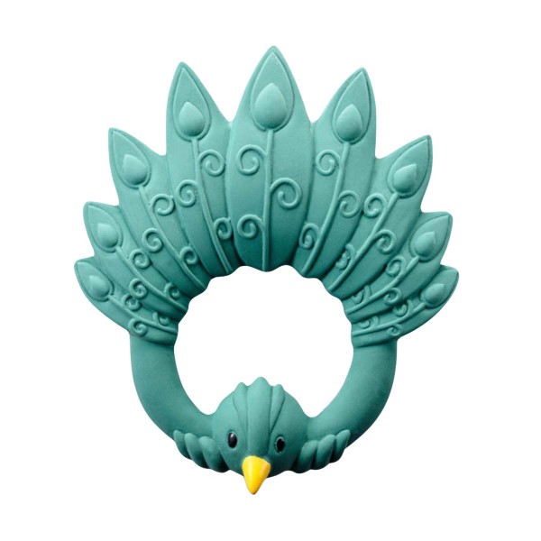Biting toy peacock, dark turquoise
