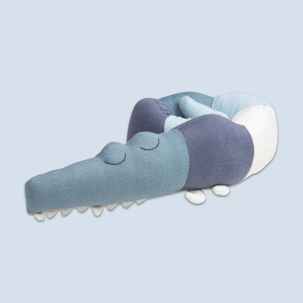 Knitted Cushion &#039;Crocodile blue&#039;, 100cm, Sebra