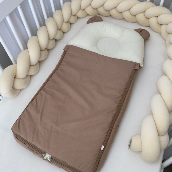 Baby Schlafsack mit Bärenohren, Beige - Ecru
